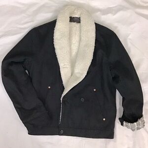 Shipley Halmos Denim Sherling Sherpa Lined Shawl Collar Jacket